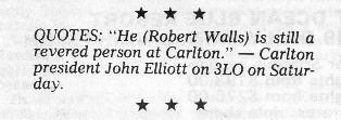 1989 - Elliott quote after Walls sacking.Inside Football.
