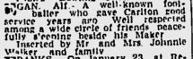 1962 - Former Blue; Alf Egan's death notice.