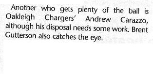 2001 - Snippet of potential draftee: Andrew Carrazzo (11/07/01).