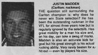 1987 - Team of the Year Ruck Justin Madden.