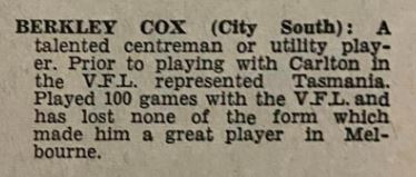 1966 - Former Blue; TAS Rep. Berkley Cox.