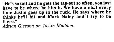 1990 Rd 8 - Gleeson quote on Madden.Inside Football.