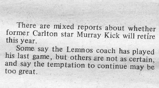 1973 - Ex Blue Murray Kick may retire (08/09/73).Inside Football.