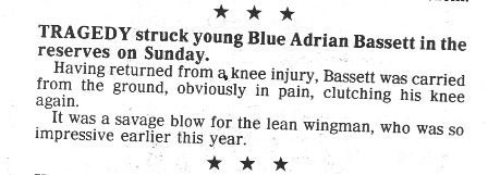 1990 Rd 19 - Young Bassett injured again.Inside Football.