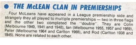 McLean clan in premierships.
