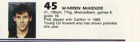 1985 - Warren McKenzie.