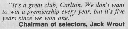 1977 Jack Wrout quote on Blues 5 year flag drought (19/05/77).