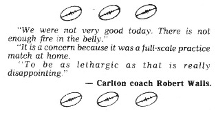 1988 - Walls quote on Prac. Match form Vs Melb.Inside Football.