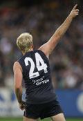 Nick Stevens celebrates a goal.
