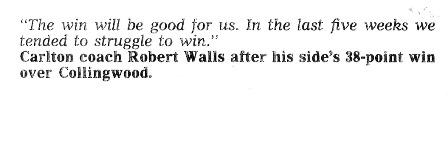 1988 Qual. Final - Robert Walls Quote.Inside Football.