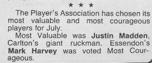 1985 - MVP for July is Justin Madden.