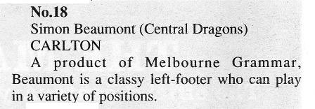 1993 Draftee - Simon Beaumont.Inside Football.