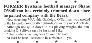1993 - A trimmed down Shane O'Sullivan (26/05/93).Inside Football.
