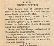 1980 - Peter Brown bitter with the Blues.