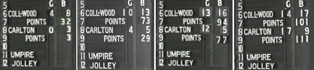 1970 Scoreboards each quarter.