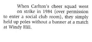 1984 - Carlton Cheersquad goes on strike.