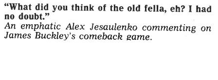 1990 Rd 7 - Jezza's comments on Jim Buckley's comeback.Inside Football.