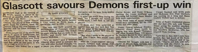1994 - Former Blue; David Glascott savours win as Coach.