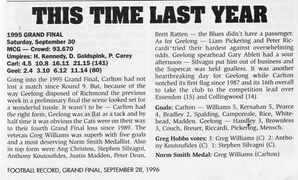 1995 GF - Match Summary.1996 GF Footy Record.