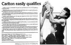 1973 Qual. Final - Carlton easily qualifies.