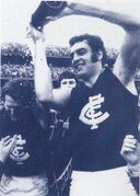 1970 GF - Percy pours 'champers' over Goold.Pic: The Mighty Blues (Team of the Century).