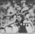 1989 Rd 17 - Bradley in front position against Newport.Pic: Inside Football.