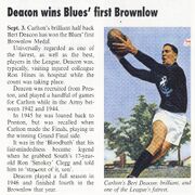 1947 - Bert Deacon wins Carlton's first Brownlow Medal.100 Years of Australian Rules Football.