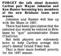 1986 - Johnston & Hunter staying at the Blues (02/10/86).Inside Football.