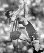 1994 Pre-season game - James Cook flies for a mark.Pic: Inside Football.