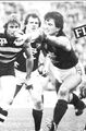 1981 2nd Semi Johnston lunges at ball.