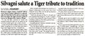2001 Rd 11 - Tigers salute Silvagni in 300th game.