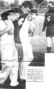 1959 Graham McColl with trainers and Ken Hands 1959 Graham McColl CFC image The Sun March 03