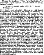 1889 Tom Power 1889 Tom Power - gold medal Melbourne Punch August 29