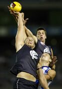 2009 Rd 1 NAB Cup - Cloke & Kreuzer in the ruck.