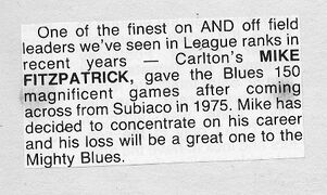 1983 - Fitzy a loss for the Blues.