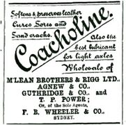 1888 Coacholine advert. containing T. P. Power saddlery) 1888 Coacholine Advert containing T. P. Power (saddlery) Image; Australasian November 24
