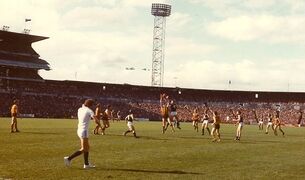 1982 Prelim. Final - Fitzpatrick contests ruck duel.