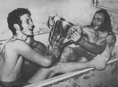 1972 GF - Walls & Doull in the bath with the cup.