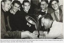 1956 Carlton players 1956 Carlton players L-R Bob Crowe, Ross Ousley, Jack Ellis, Noel O'Brien, Vic Garra Head trainer Harry Crompton Image: CFC web site