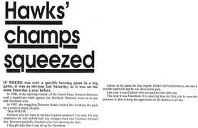 1987 GF - Hawks crunched in tackles.