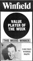 1984 Qual. Final - Warren Ralph Player of the Week.