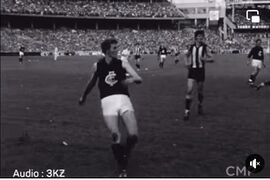 1970 Grand Final - Robert Walls snaps for goal from the boundary line.