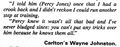 1980 Johnston quote on avoiding training 22/05/80.