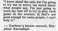 1986 - Stephen Kernahan quote.Inside Football.