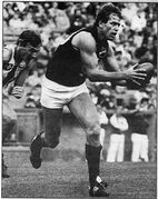 1984 Rd 1 - Geoff Southby on the charge from defence.Pic: Inside Football.