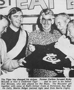 1972 - Ex Blue Ricky McLean with father Rod McLean (10/06/72).Inside Football.