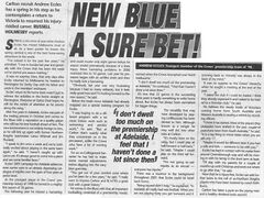 2001 - Article on new Blue Andrew Eccles (Nov 01).
