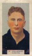 Harry Vallence Cigarette Card.